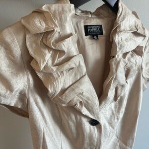 Adrianna Papell Shimmering Gold Ruffle Blouse